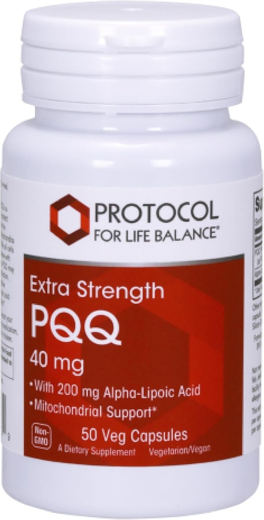PROTOKOL FOR LIV BALANCE Extra Strength PQQ 40mg - with Alpha- Lipoic Acid - Heart Health Supplement for Mænd & Kvinder - Non- GMO & Kosher - 50 Veg Caps