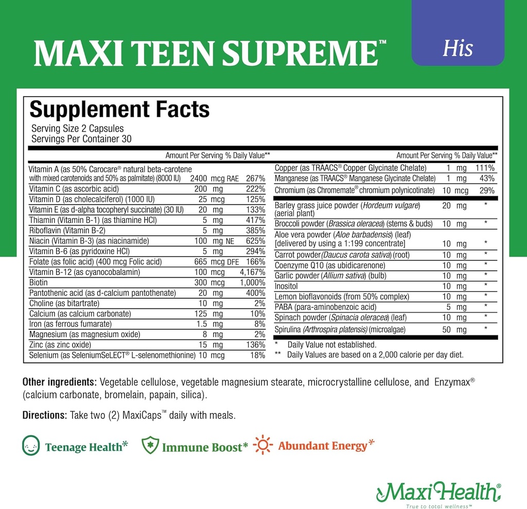 Piger og drenge Multivitamin Bundle med D3, Jern, Calcium, Biotin, fordøjelsesenzymer - Multi Vitaminer for energi, Immunum & Mood Support - 60 Greve hver