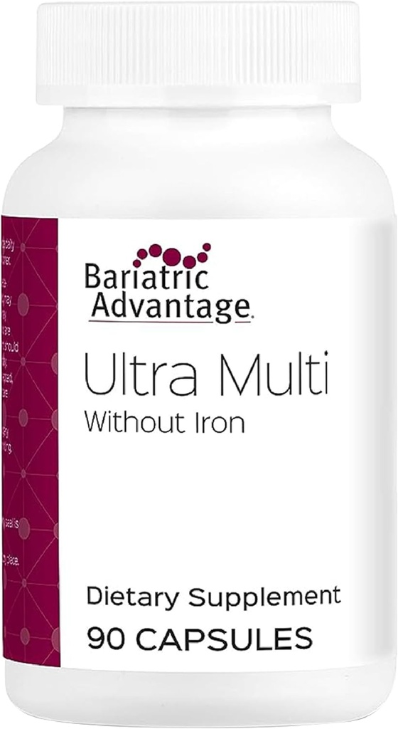 Bariatric Advantage Ultra Multi uden jern, høj potens Daglig Multivitamin for Bariatric Kirurgi Patienter med 22 essentielle vitaminer og næringsstoffer - 90 kapsler, 30 Servere