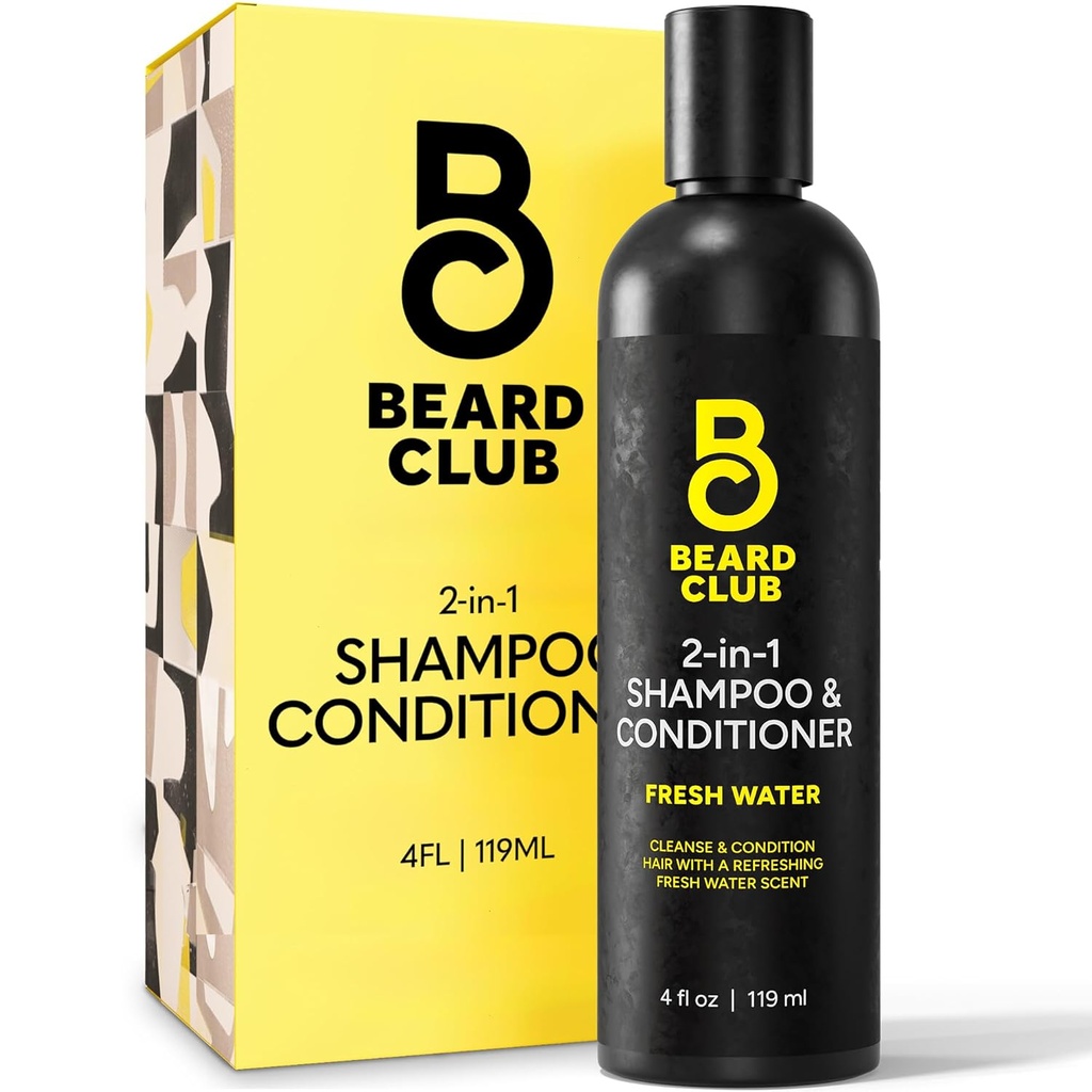 The Beard Club Herre 2 i 1 Shampoo og Conditioner Set - Sulfate Free, Moisturizing, Citrus Scented for krøllet hårpleje og tør skalp Care