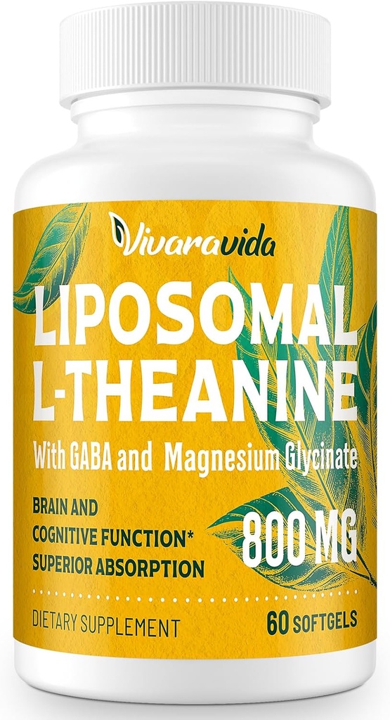 L- Theanin 800 mg tillæg med GABA og Magnesium Glycinat - Natural Compound, Sleep and Relaxation (60 Softgel)