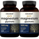Pure Magnesium Glycinate 500 mg med fedt opløseligt C, 480 Veggie kapsler (2 Pack) - 124; Supplement for muskel, enzymer, & Heart Support * - 100% Chelated & Renset - Non- GMO, Filler Free