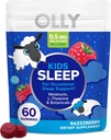 OLLY Kids Sleep Gummy, 0,5 mg Melatonin, L Theanine, Kamille, og Lemon Balm, Childrens Chewable Supplement, Lejlighedsvis Sleep Support, Hindbær - 60 Greve