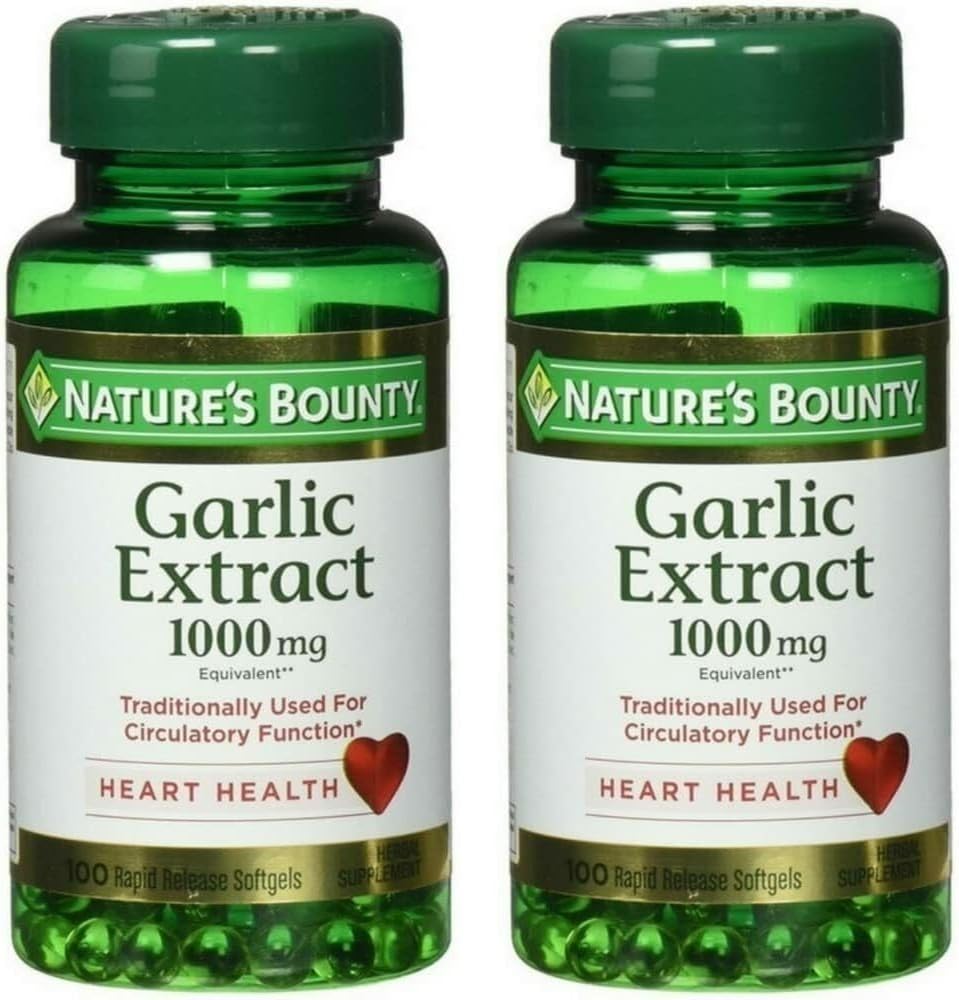 Nature 's Bounty Hvidløg Extract 1000 mg Softgels for cardiovaskulær Support, 100 ea (Pack of 2)