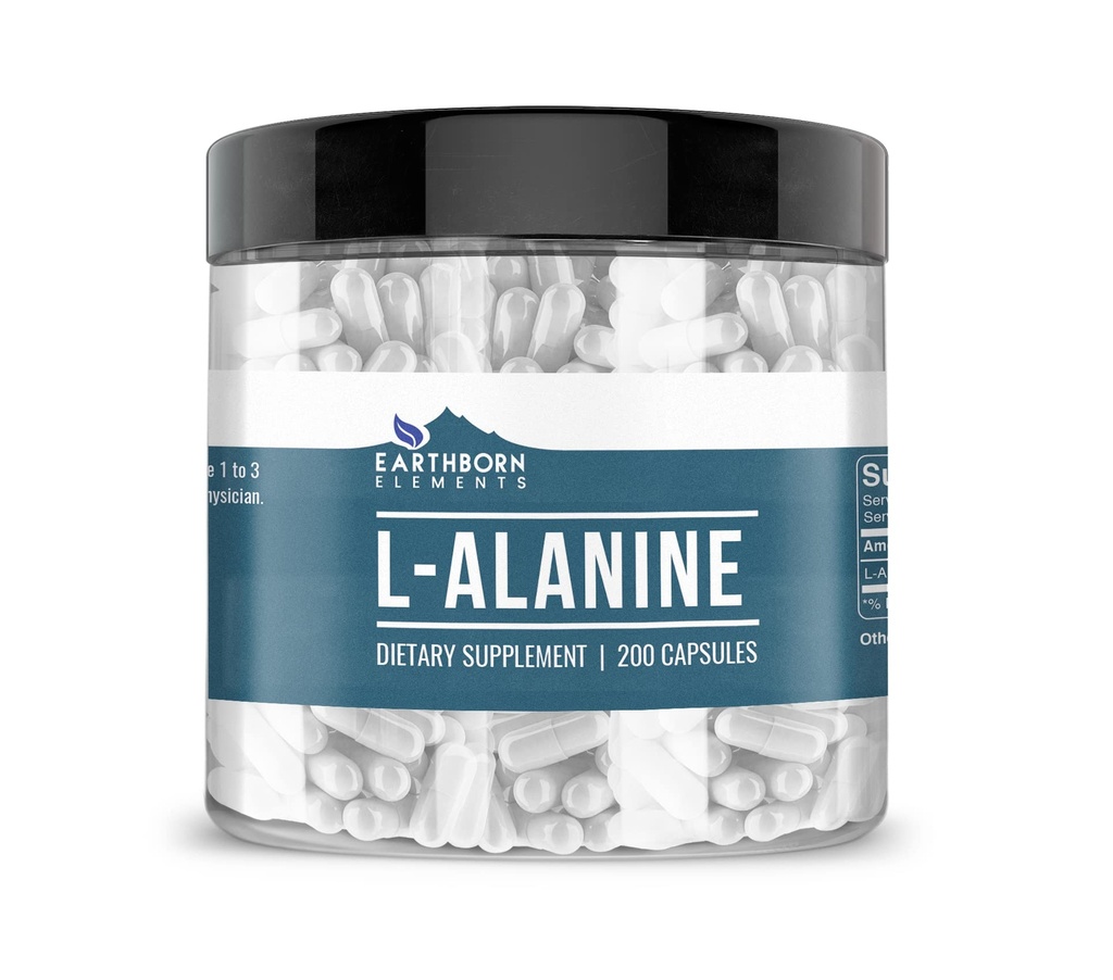 Earthborn Elements L- Alanine 200 Kapsler, Pure & Ufortyndet, Ingen tilsætningsstoffer