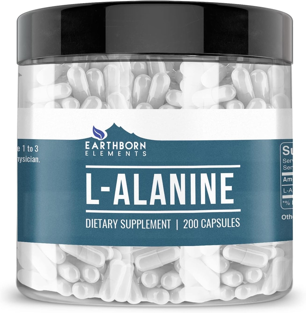 Earthborn Elements L- Alanine 200 Kapsler, Pure & Ufortyndet, Ingen tilsætningsstoffer