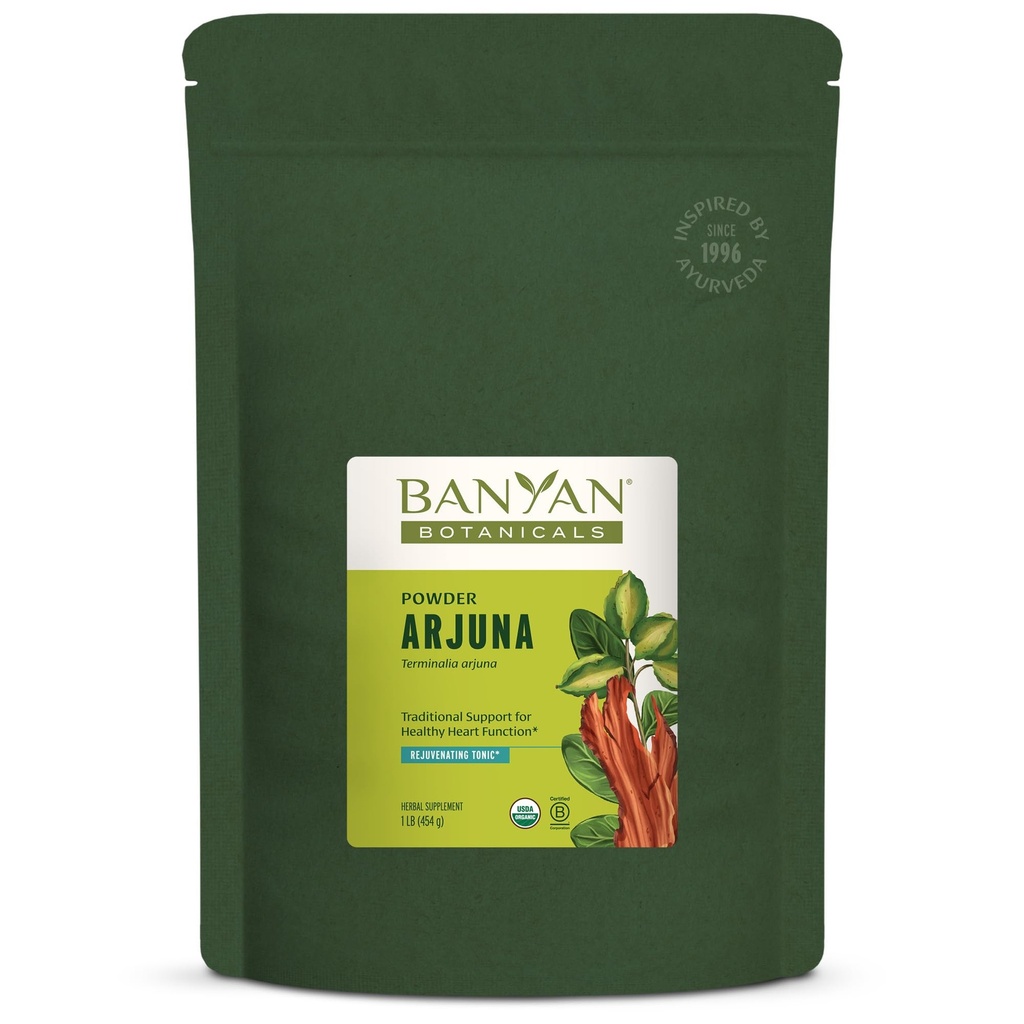 Banyan Botanicals Arjuna Bark Powder - Organic Arjuna (Terminalia Arjuna) - Natural Herbal Heart Health Supplement og foryngende Tonic * - 1 LB. - Ikke-GMO bæredygtigt syret Vegan