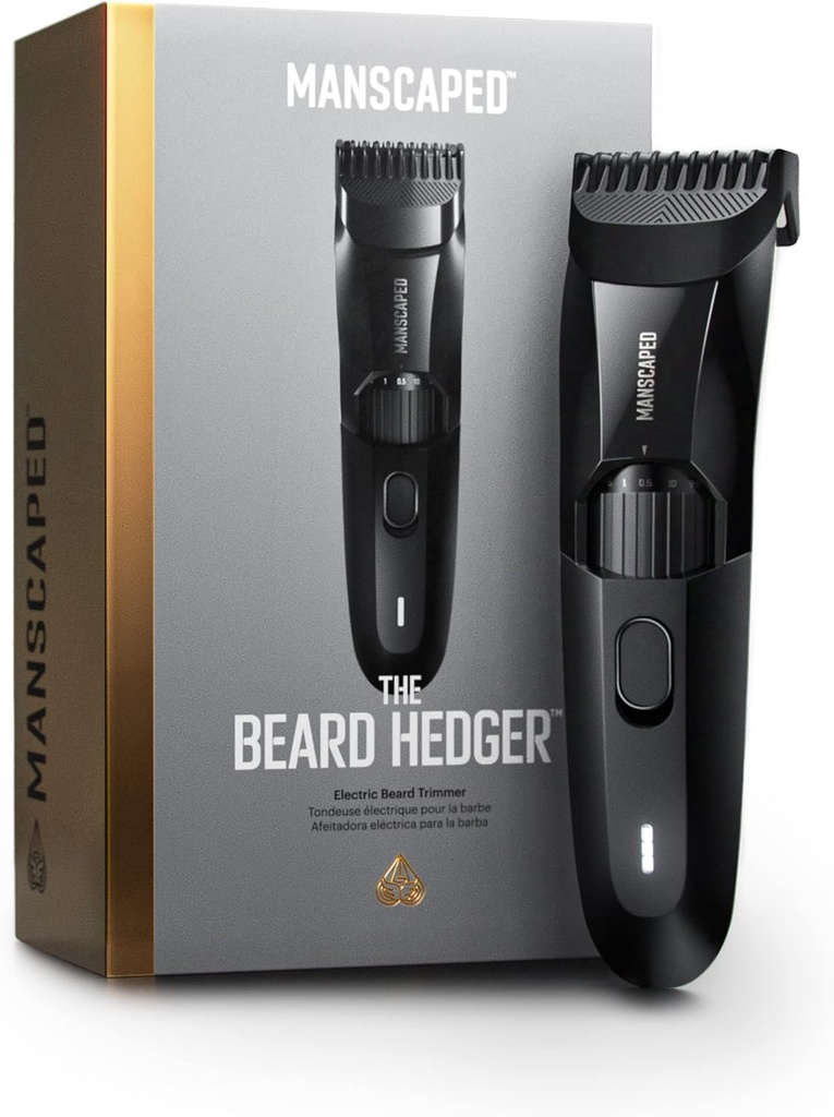 MANSCAPED ® The Beard Hedger ® Premium Men 's Beard Trimmer, 20 Længde Justerbar Blade Hjul, Rustfrit stål T- Blade til Precision Facial Hår Trimming, Cordless Vandtæt Wet / Dry Clipper
