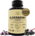 Hyldebær med C-vitamin, Zink, & Ginger - Potent immunbooster 5000 Mg Elderberry, Zink, & C-vitamin - Non-GMO-immunitet Vitaminer for voksne til at hjælpe dig med at føle sig levende, 60 Caps.