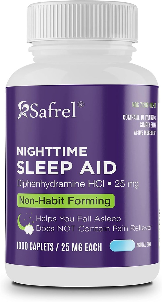 Safrel Nighttime Sleep Aid, Diphenhydramin HCl 25mg