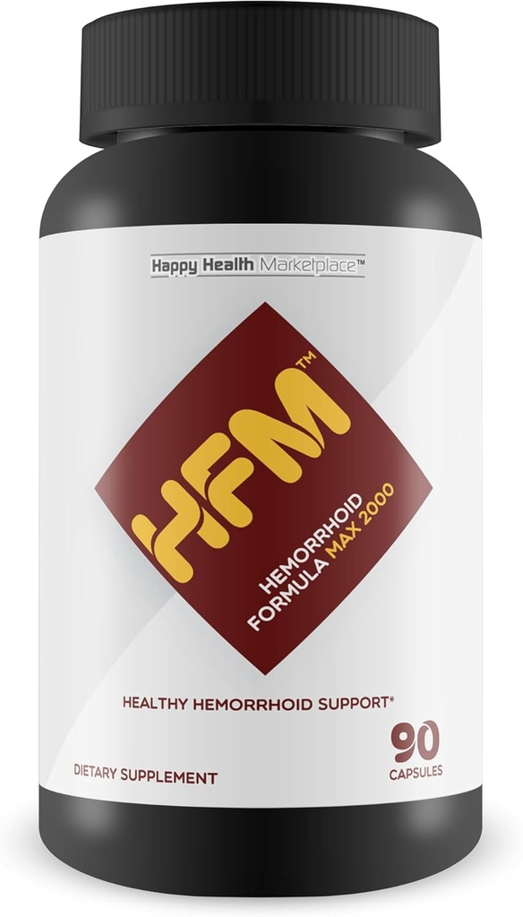HFM Hæmoroid Formel Max 2000 - Natural Hæmoroid Support - Hjælp med at forbedre cirkulation og reducere hævelse for discomfort Relief - Support Colon Sundhed & Sprain- Gratis tarm bevægelser