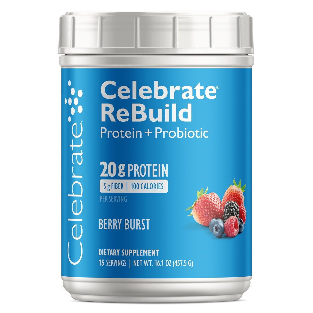 Fejre Vitamin Rebuild Protein Powder med Probiotika & Prebiotika - 20g Whey Isolate Protein, High Fiber, for Post Bariatric Kirurgi Patienter - Berry Burst (15 Servere)