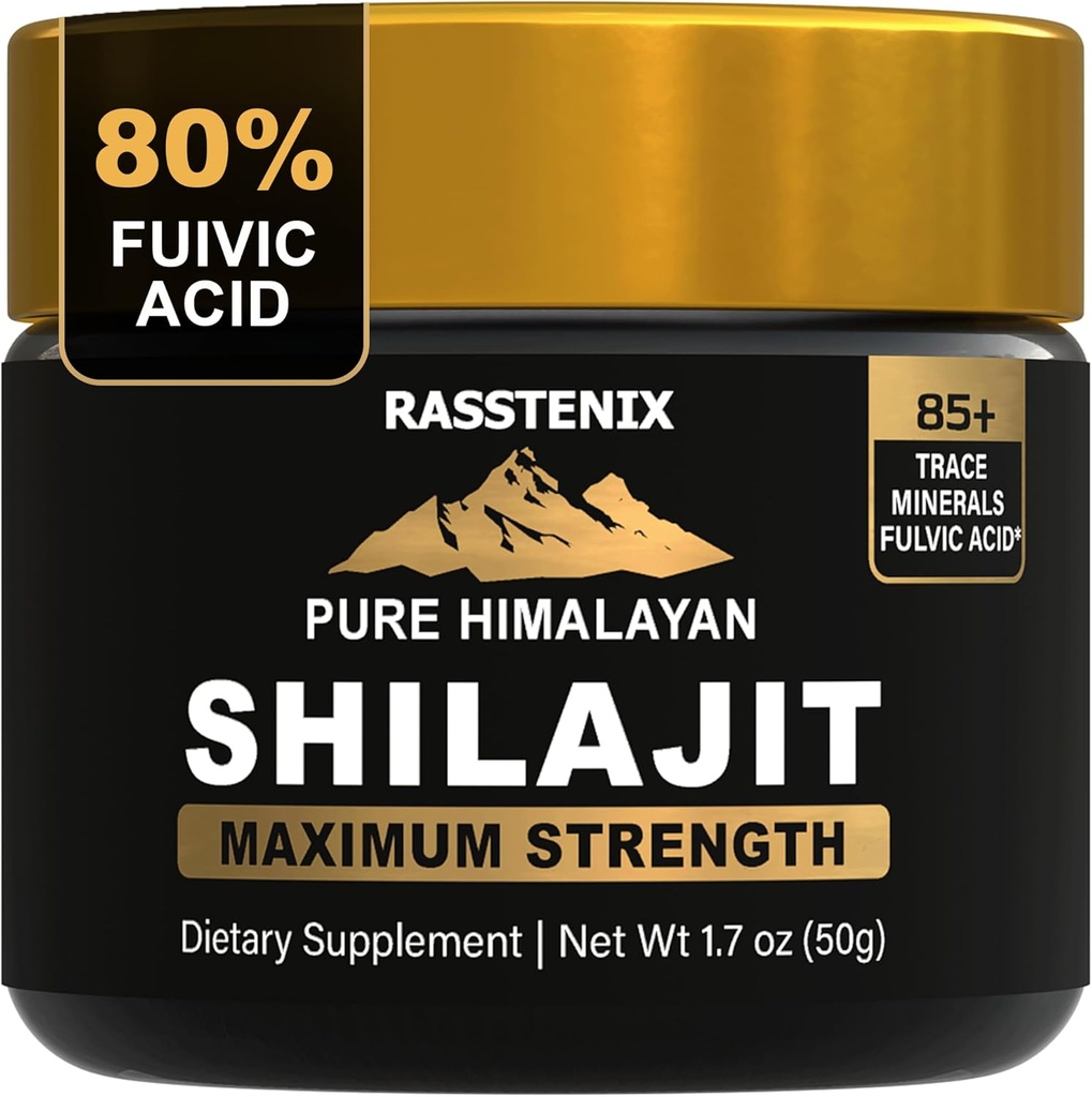 Shilajit - Pure Himalayan Organic Shilajit Resin for Energy, Maksimal Potens, Mental Klarhed og Immunitet - 85 + Natural Trace Minerals & Fulvic Acid - Natural Shilajit Resin for mænd og kvinder