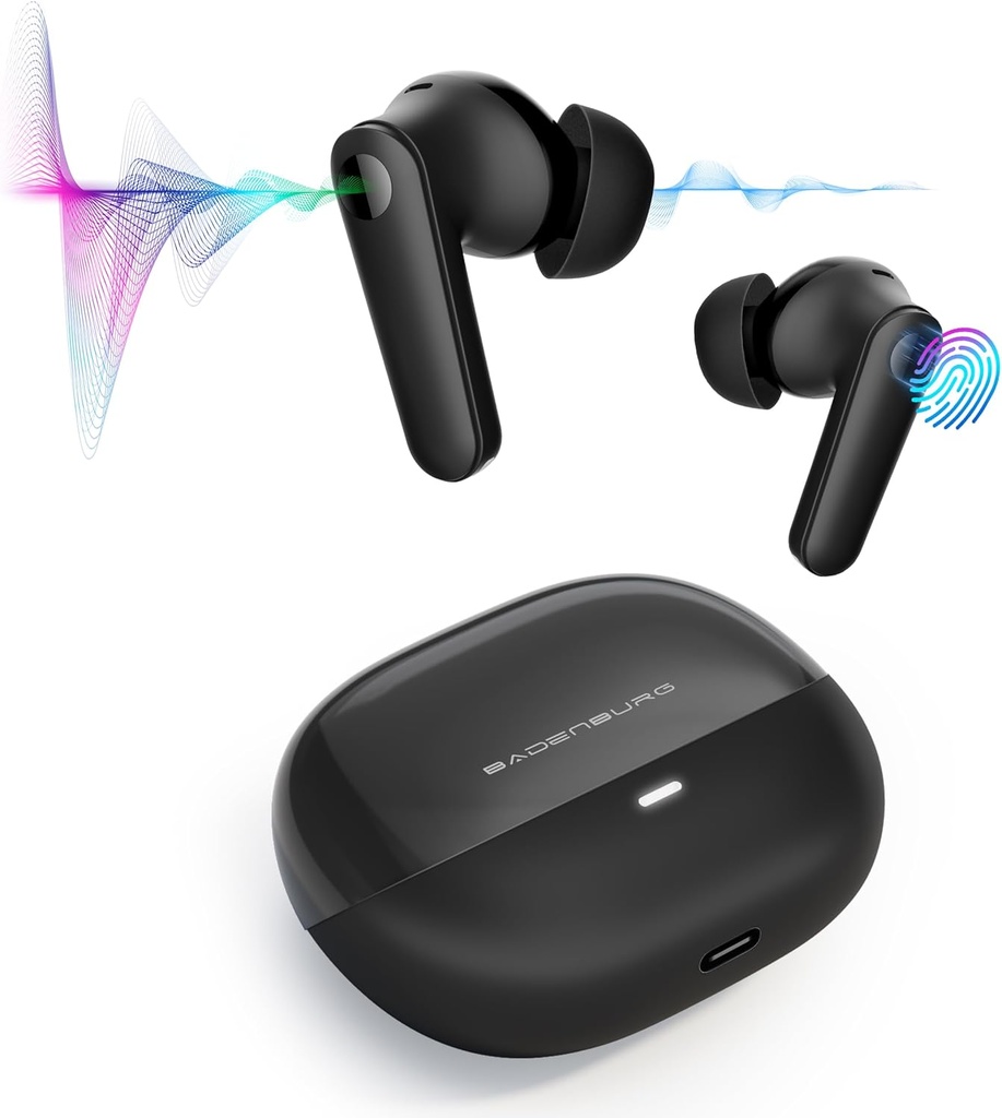 Airbeat 1 ANC Noise Cancelling True Wireless Earbuds with mic, Enhanced Bass Bluetooth 5.3 in-Ear Headphone with High Power Titanium Drivers, 48H Playtime, ENC for Crystal Clear Call Black
