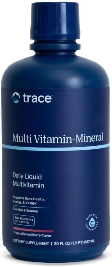 Trace Minerals Flydende Multi Vitamin - Mineral - Flydende Vitamin supplement til daglig sundhedsstøtte - Energistøtte - Knoglesundhed - Gluten- Gratis - Berry - 30 fl oz (30 Servere)