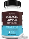 BioSchwartz Hydrolyzed Collagen Peptid Capsules - Multi Collagen Kosttilskud til kvinder type I, II, III, V, X med vitamin C, Biotin, Keratin og Hyaluronsyre til hud, hår og negle - 135ct