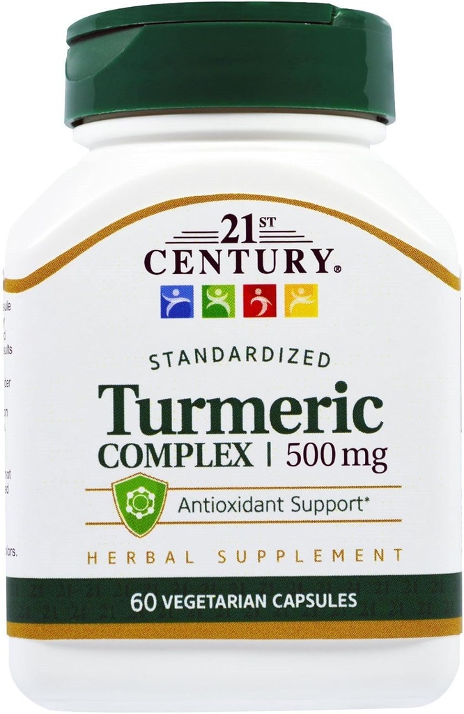 21. Century gurkemeje 500 mg - 60 vegetariske kapsler, pakning med 2 stk.