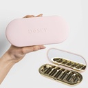 Dosey 7 Day Pill Compact Travel Pill Organizer - Pill Case med 7 Pill Compartments for Medicine Storage & Protection - Stilfuld & Elegant Medicin Organizer med spejl, Blush