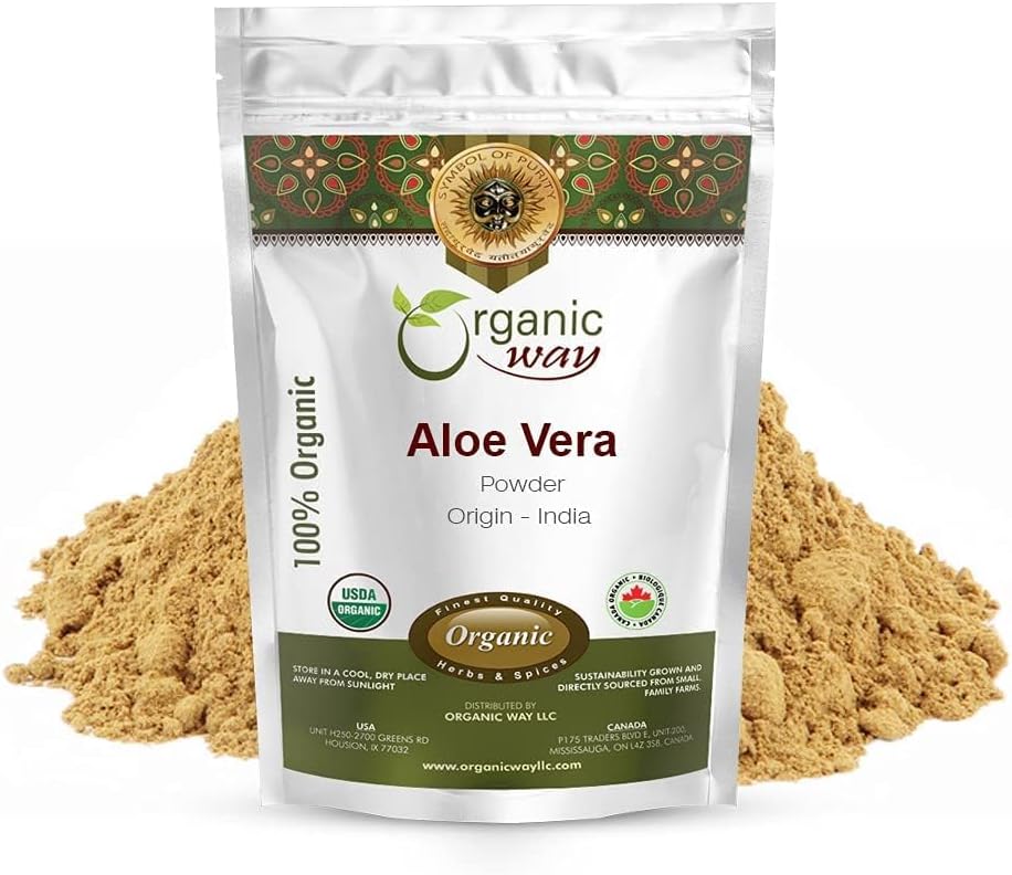 ORGANISK VEJE Aloe Vera Powder (Aloe barbadensis) - Organic & Kosher Certified Decision 124; Raw, Vegan, Non GMO & Gluten Free Decision 124; USDA Certified Decision 124; Origin - India (16 Oz)