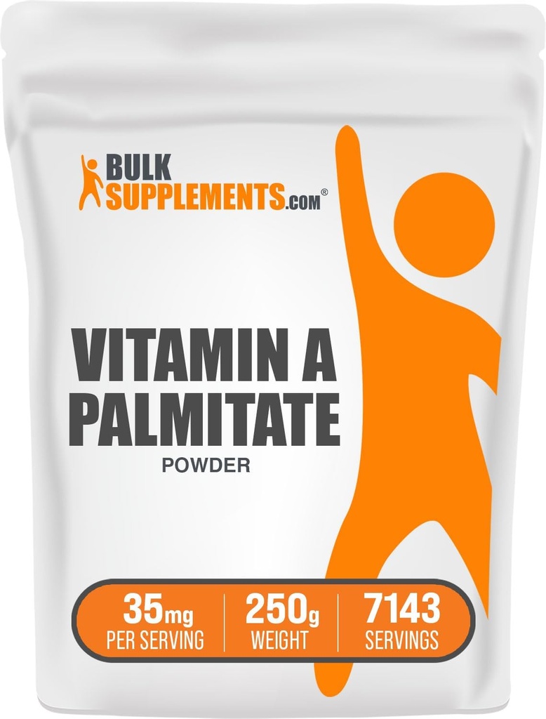 BulkSupplements.com Vitamin A Palmitate Powder - as Retinol Palmitate, Vitamin A Supplement for Immune & Eye Support - Gluten Free, 35mg per Serving, 250g (8.8 oz) (Pack of 1)