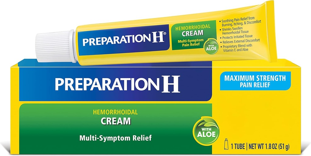 Præparat H Hæmorroid Cream med Aloe til Multisymptom Relief - 1,8 Oz Tube