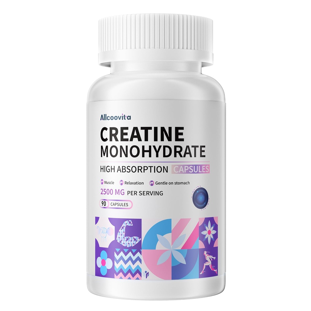 Creatin- monohydrat kapsler -3 Kreatin- kapsler per servering, 250 mg, Gluten Free, 90 kapsler