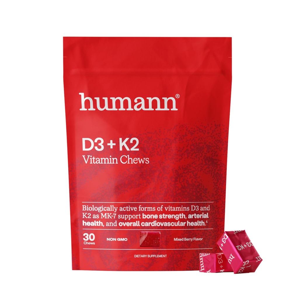 Humann Vitamin D3 tygger - høj potens D-vitamin 5000iu (125mcg) Hjælper støtte sund mad, Immunitet, luftveje sundhed & ben sundhed, blandet berry flavor, 30-greve