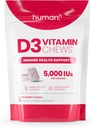 Humann Vitamin D3 tygger - høj potens D-vitamin 5000iu (125mcg) Hjælper støtte sund mad, Immunitet, luftveje sundhed & ben sundhed, blandet berry flavor, 30-greve