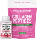 Lægens CHOICE - Fuld Gut Health Bundle: Collagen Peptider Powder + fordøjelsesenzymer 60ct for fordøjelsesbesvær Comfort, workout Inddrivelse, & hud, negle, og fælles støtte