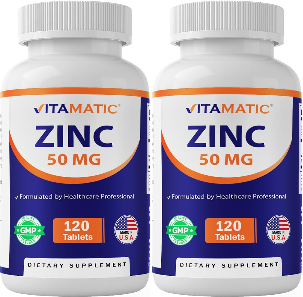 Vitamatisk zink 50mg som zinkgluconat 120 Tælling - Immunitetstillæg (i alt 240 tabletter) - 2 pakker
