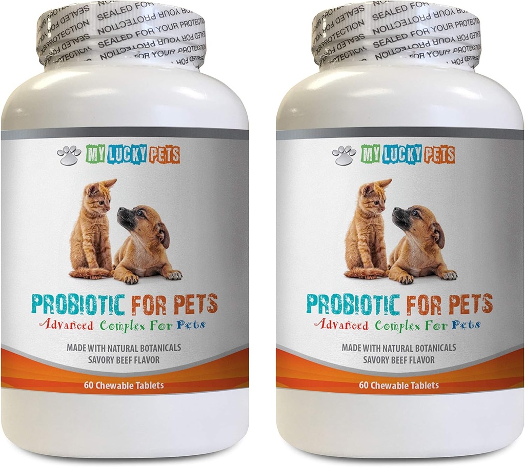 dog probiotic digestive enzymes - PET PROBIOTIC - DOGS AND CATS - DIGESTIVE BOOST - GET RID OF BAD BREATH AND STOP DIARRHEA - lactobacillus salivarius probiotic - 2 Bottles (120 Treats)