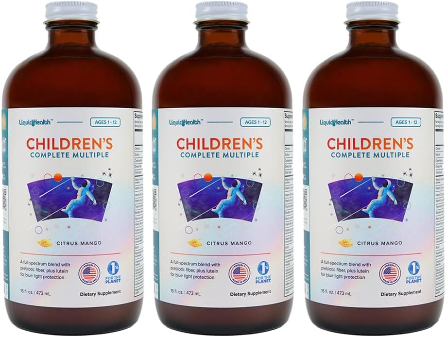 LIQUIDHealth Children 's Complete Liquid Multivitamin for Kids, Toddlers - Essential Vitamin, Nutrients & Minerals, Immunsupport, Gut Health - Made in The USA, Vegan, Non GMO, Sugar- Free (3 Pack)