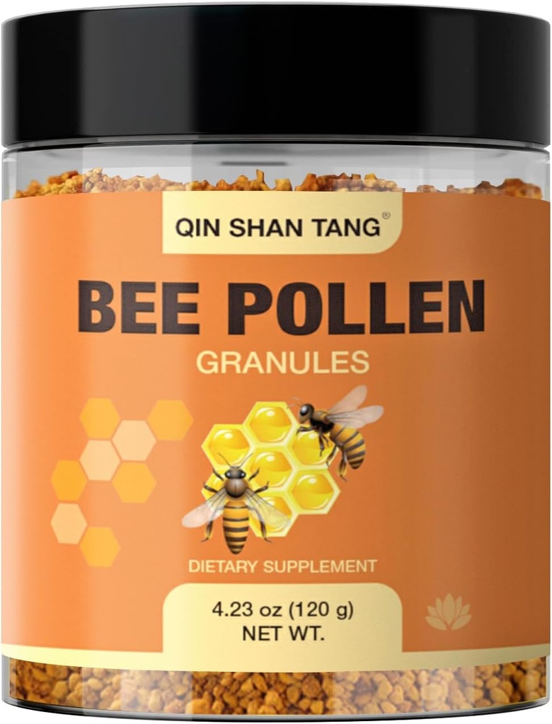Bee Pollen Granules - Natural Superfood Supplement, Rich in Proteins, Vitaminer, Minerals, for immunforsvar, Energy Boost, og fordøjelig wellness (120g)