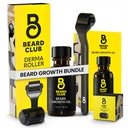 Beard Club Premium Derma Roller & Beard Growth Oil - Mikroneedling Roller med 540 Titanium Mikroneedles til ansigt, krop og skalp - Beard Roller med Sandalwood & Cedar Beard Oil
