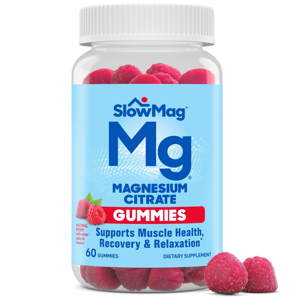 BlowMag Magnesium Citrate Gummies - Understøtter Muscle Health, Recovery & Afslapning, Natural Berry Flavored, 60 Greve
