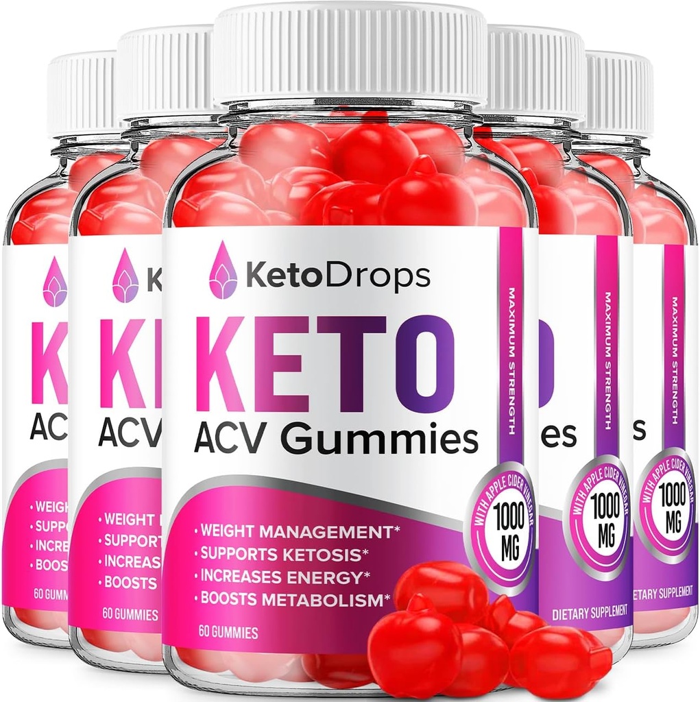 (5 Pack) Keto Drops ACV Gummies - Advanced Formel Drops Keto Plus ACV Apple Cider Vincils Kosttilskud Mænd Kvinder (300 Gummies)