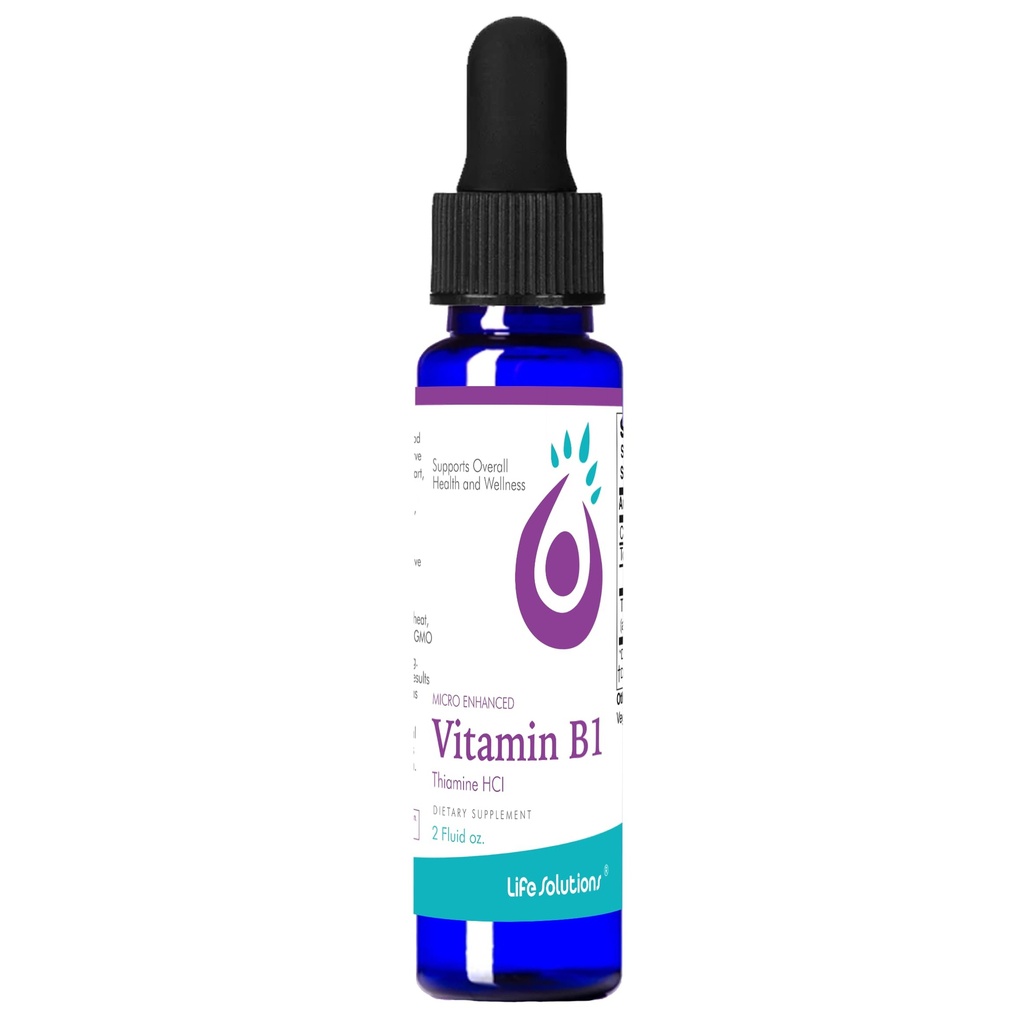 Life Solutions Vitamin B1 Dropper 2 oz - Thiamin B1 supplement - Essential B1 Vitaminer til energi Boost og nervesystemet støtte - flydende formel for nem absorption