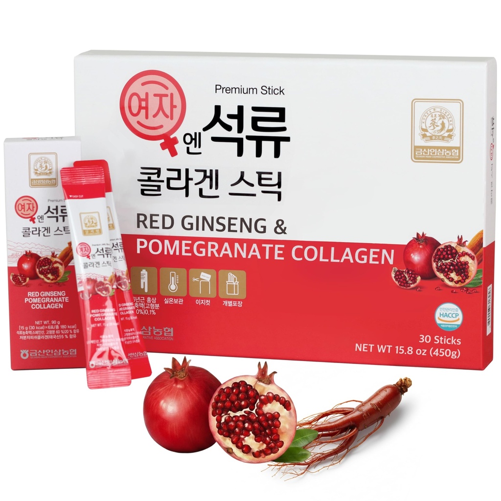 Koreansk skønhed Baekje Geumsan Kvinder Pomegranat Collagen Jelly Stick 5.1oz / 30 Greve (5 Pack)