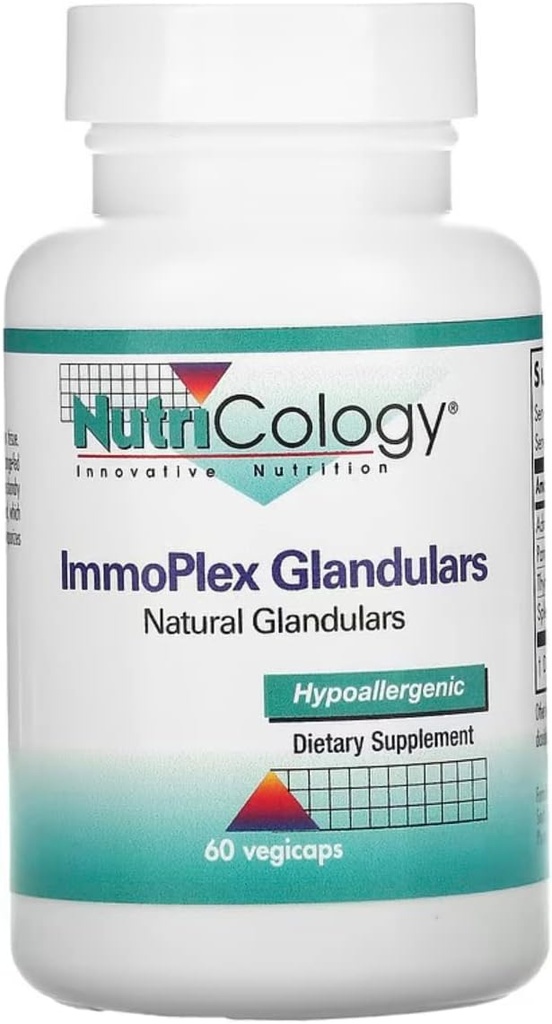 Nutricology ImmoPlex Glandulars Supplement - Pancreas, Adrenal, Thymus, Milt, Oksekød orgel Complex, Kvæg, Ovine, Vegetariske Kapsler - 60 Greve