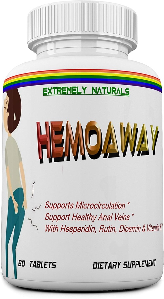 HEMOAWAY naturlige hæmorider vitaminer. Piles & Anal Fissure Relief. 60 tabletter
