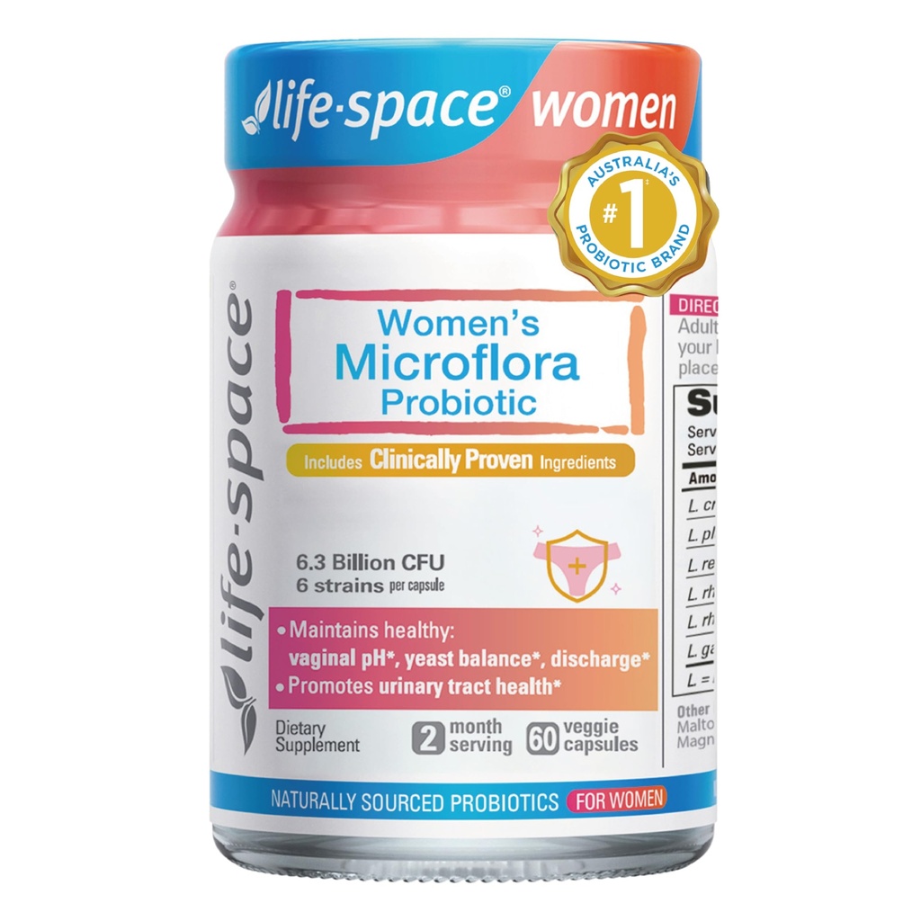 Life-Space Probiotic for Women, 2 Month Serving, Support Healthy Vaginal Microflora & Comfort, Daily Supplement for Women, pH Balance with Lactobacillus rhamnosus, 6.3 Billion CFU & 6 Strains, 60 ct