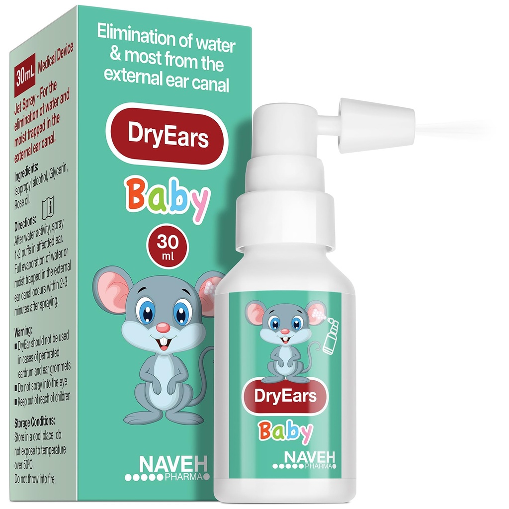 NAVEH PHARMA ® Dry Ears Baby Mead124; Swimmers Ear Drops Spray Mead124; Ear Tørring Drops for Little Swimmers Mead124; Fjern vand fanget i ører i Seconds Mead124; Forhindre tab af hørelse (1 Fl Oz)