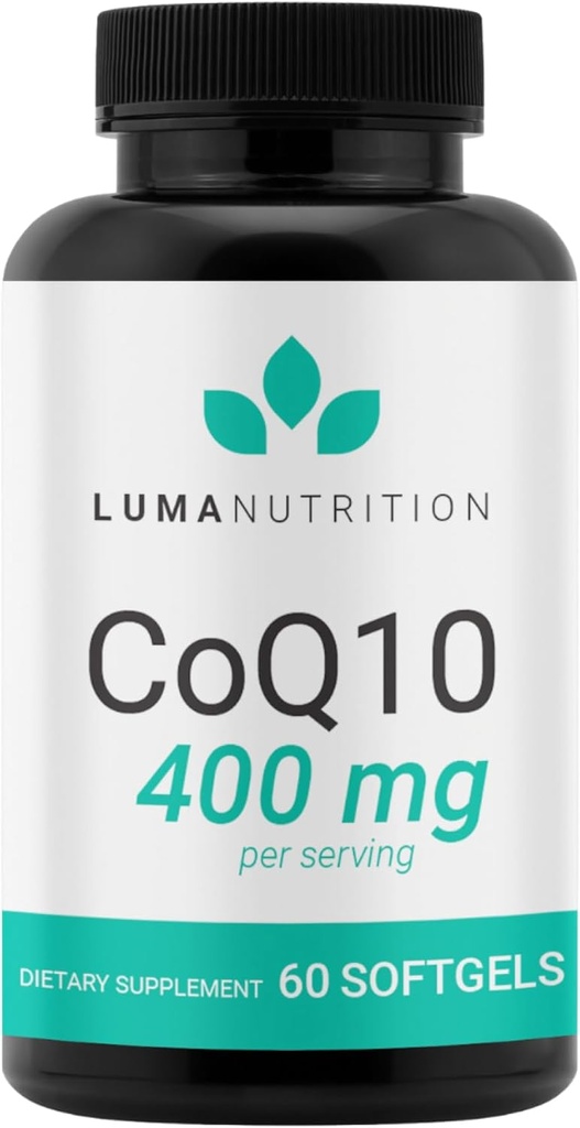 Luma Nutrition CoQ10 400mg Softgels - High- Absorption Coenzym Q10 - Co Q- 10 200mg / 400mg Per Serving - Heart Health - 60 Liquid Softgels