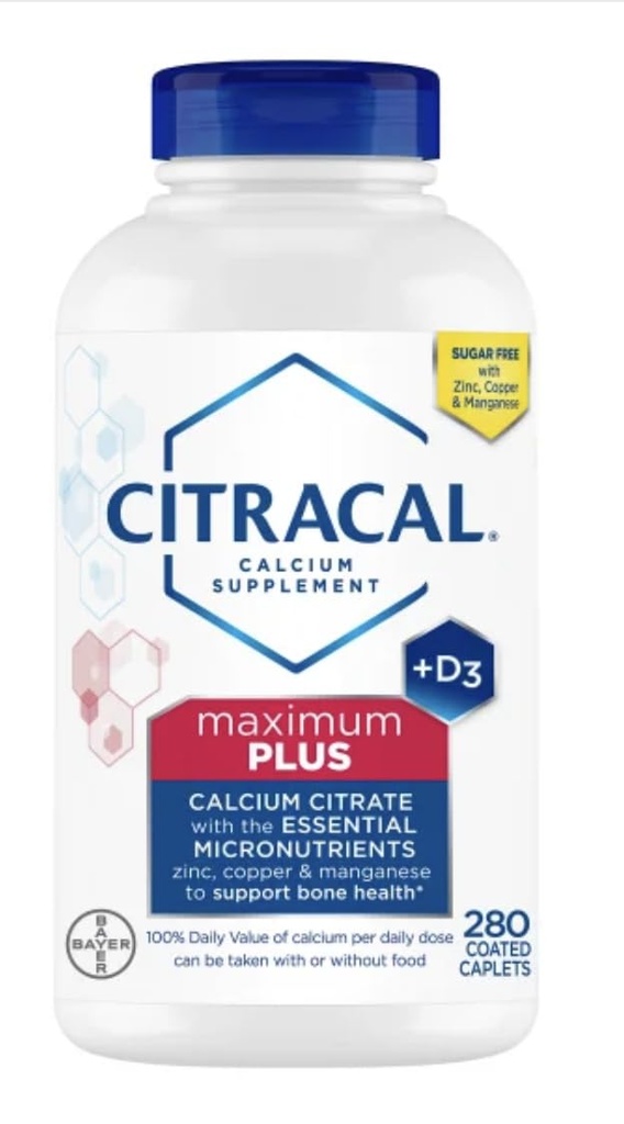 Citra- Cal + D3 tillæg med zink, kobber, magnesium, maksimal Plus, 280 Tæl
