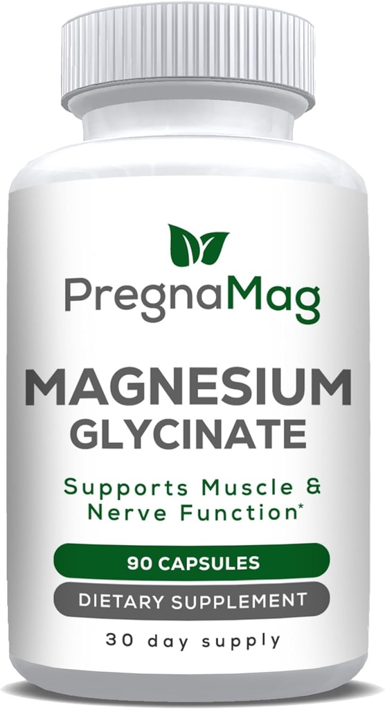 Magnesium Glycinat - PregnaMag - 275mg - Non- Buffered Magnesium Bisglycinate Muscle, Heart, Nerve, Gut, Knoglestøtte, Høj Absorption, Diglycinate, Graviditet, Opkalkning, Muscle Afslapning og Inddrivelse