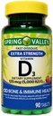 Extra Strength Vitamin D3 Fast opløsning tabletter Kosttilskud, 125 Mcg (5.000 IE), Strawberry Flavor, 90