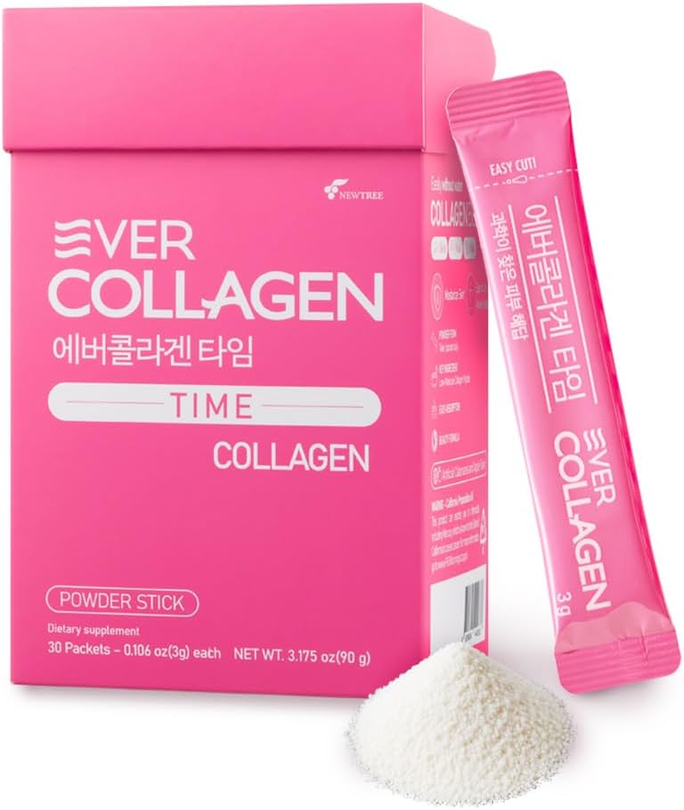 NEWTREE Low Molecular Multi Marine Collagen Peptider Protein Powder Stick til hud hårtab sundhed & skønhed type I III Collagen tillæg til kvinder mænd, 30 Pakker (Apple Flavor)