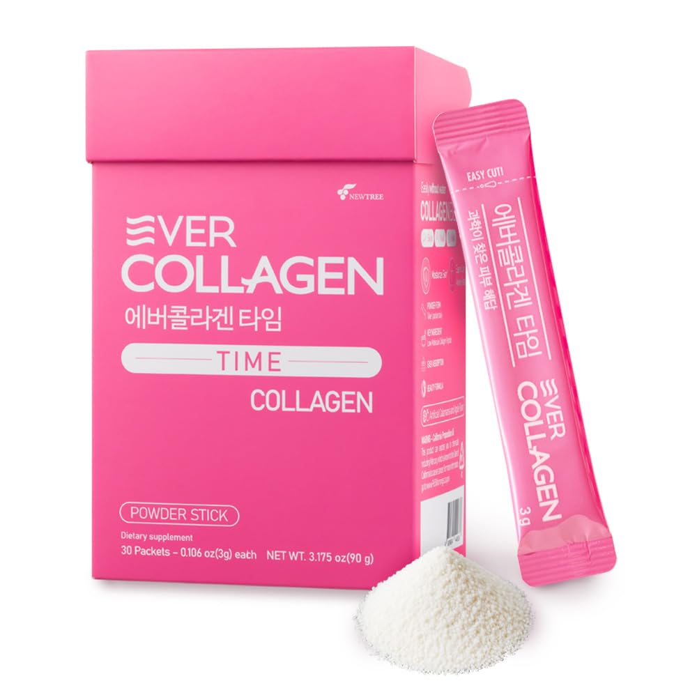 NEWTREE Low Molecular Multi Marine Collagen Peptider Protein Powder Stick til hud hårtab sundhed & skønhed type I III Collagen tillæg til kvinder mænd, 30 Pakker (Apple Flavor)