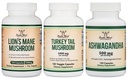 Dobbelt Wood Supplements Lions Mane Mushroom 120 Greve, Tyrkiet Tail 120 Greve, Ashwagandha 120 Greve