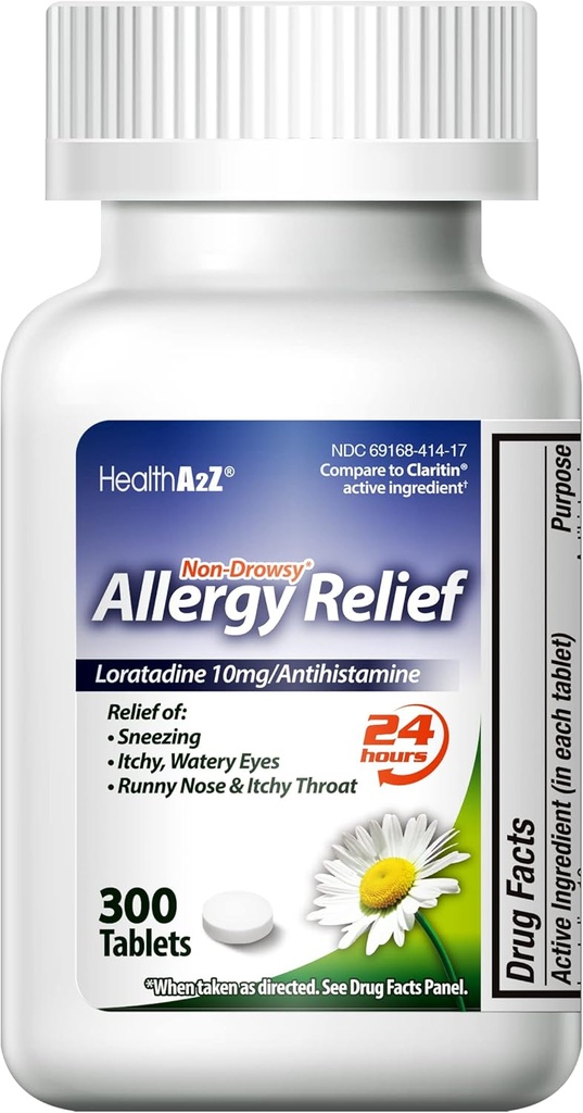HealthA2Z ® Allergy Relief • 124; Loratad10mg • 124; Antihistamin • 124; Relief from Itchy That, Nysen, Runny Noses • 124; 24- Timer Allergy Medicine (300 tabletter)